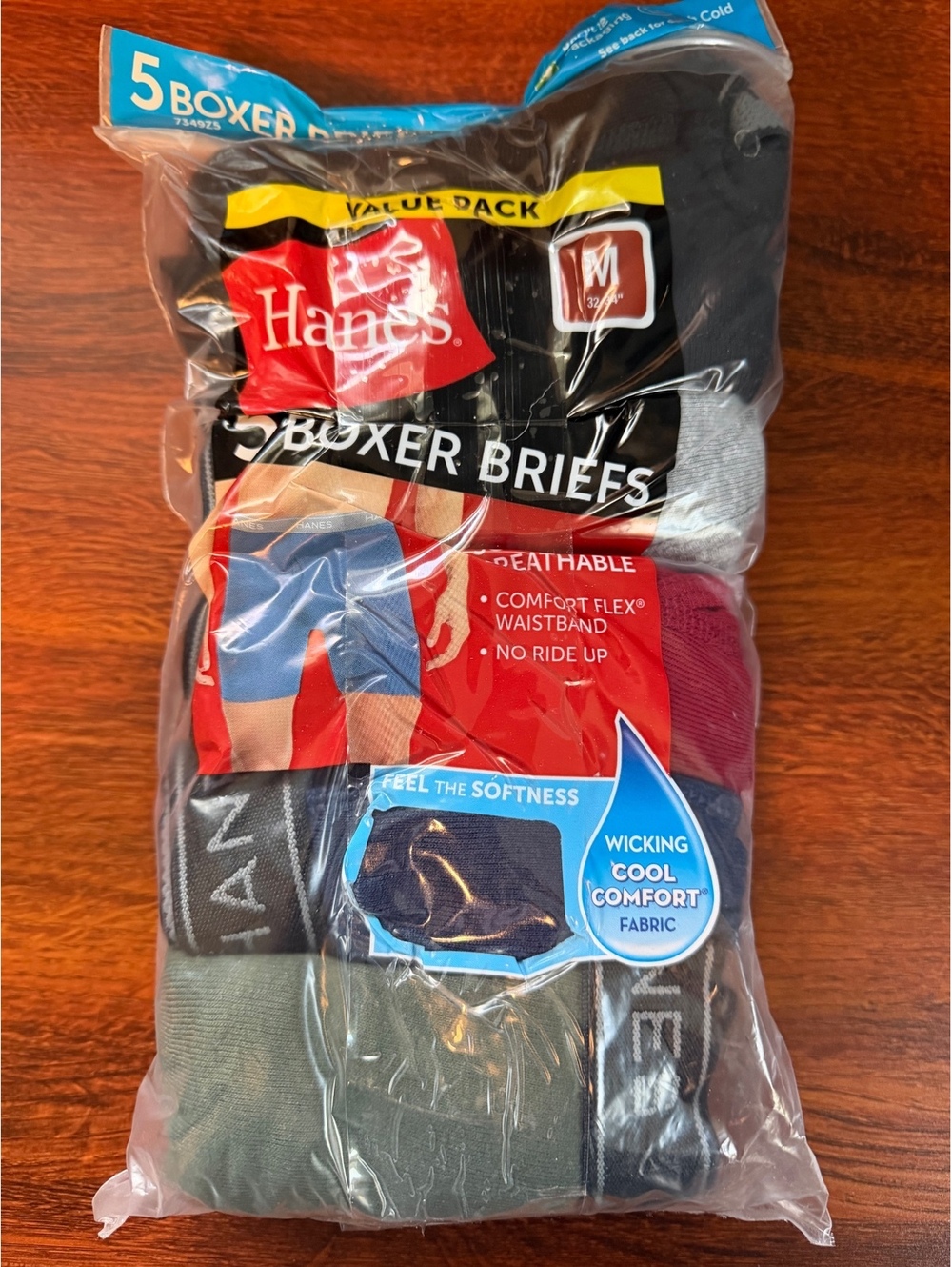 Hanes 5 pack boxer briefs (damaged packaging) sz M 32-34